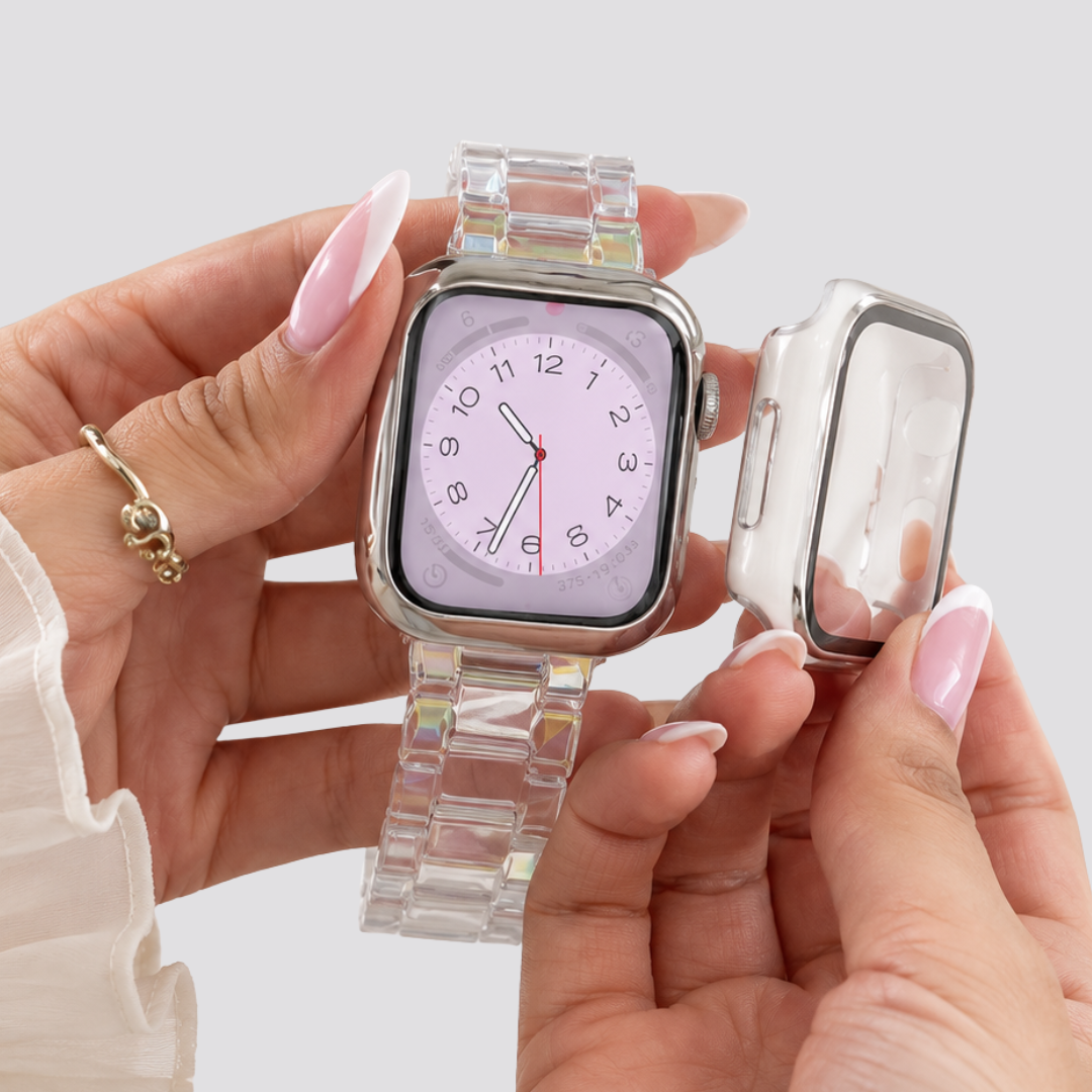 Correa COLORFULL de acrílico transparente para Apple Watch con cierre desplegable, compatible con Series 1–10, SE, Ultra y Ultra 2.